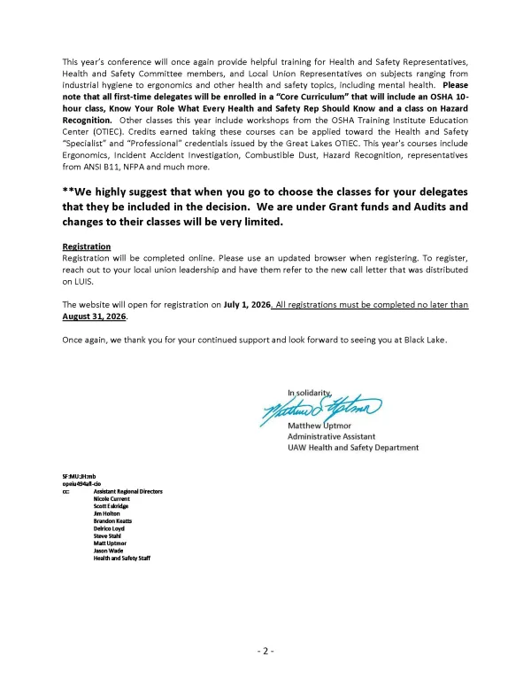 New Dates for Health & Safety Conference Announced page 2